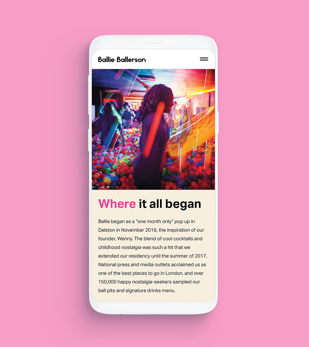 Mobile view of the about us page