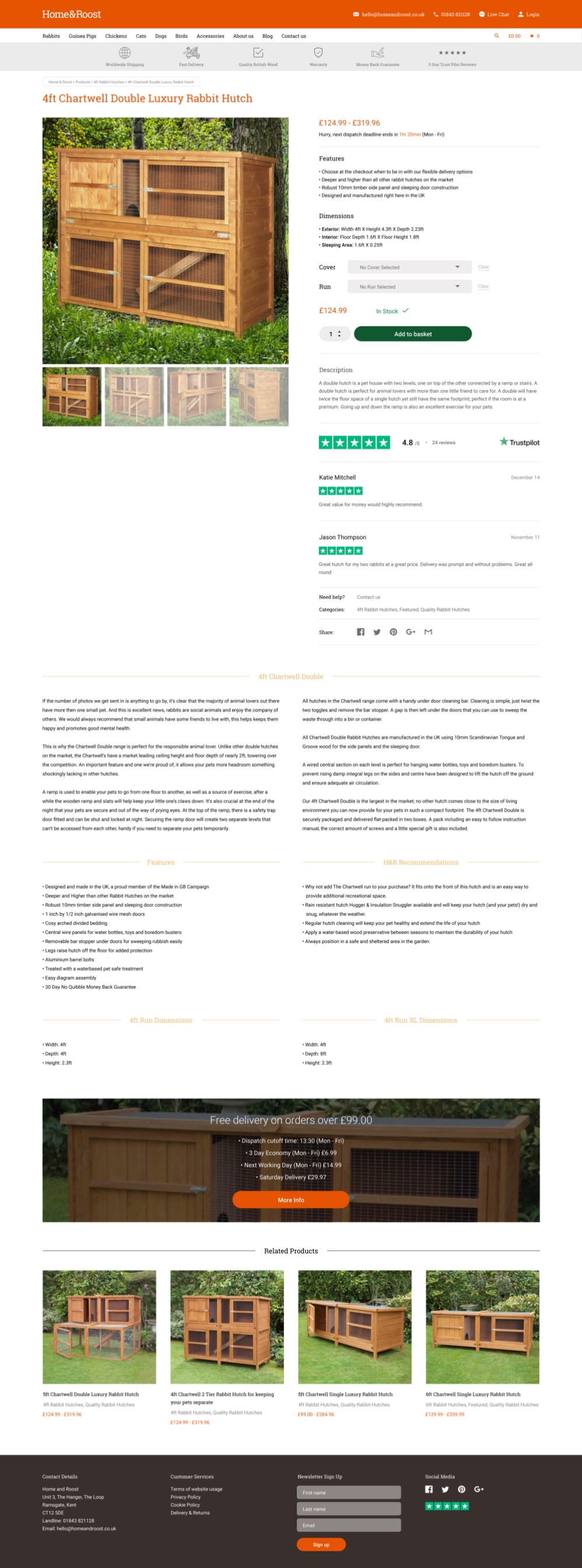 Full length image of a product page on the walls and floors website