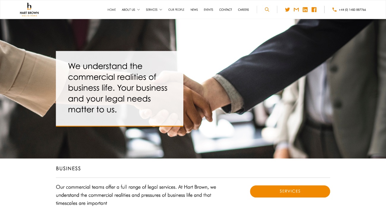 The business overview page of Hart Brown