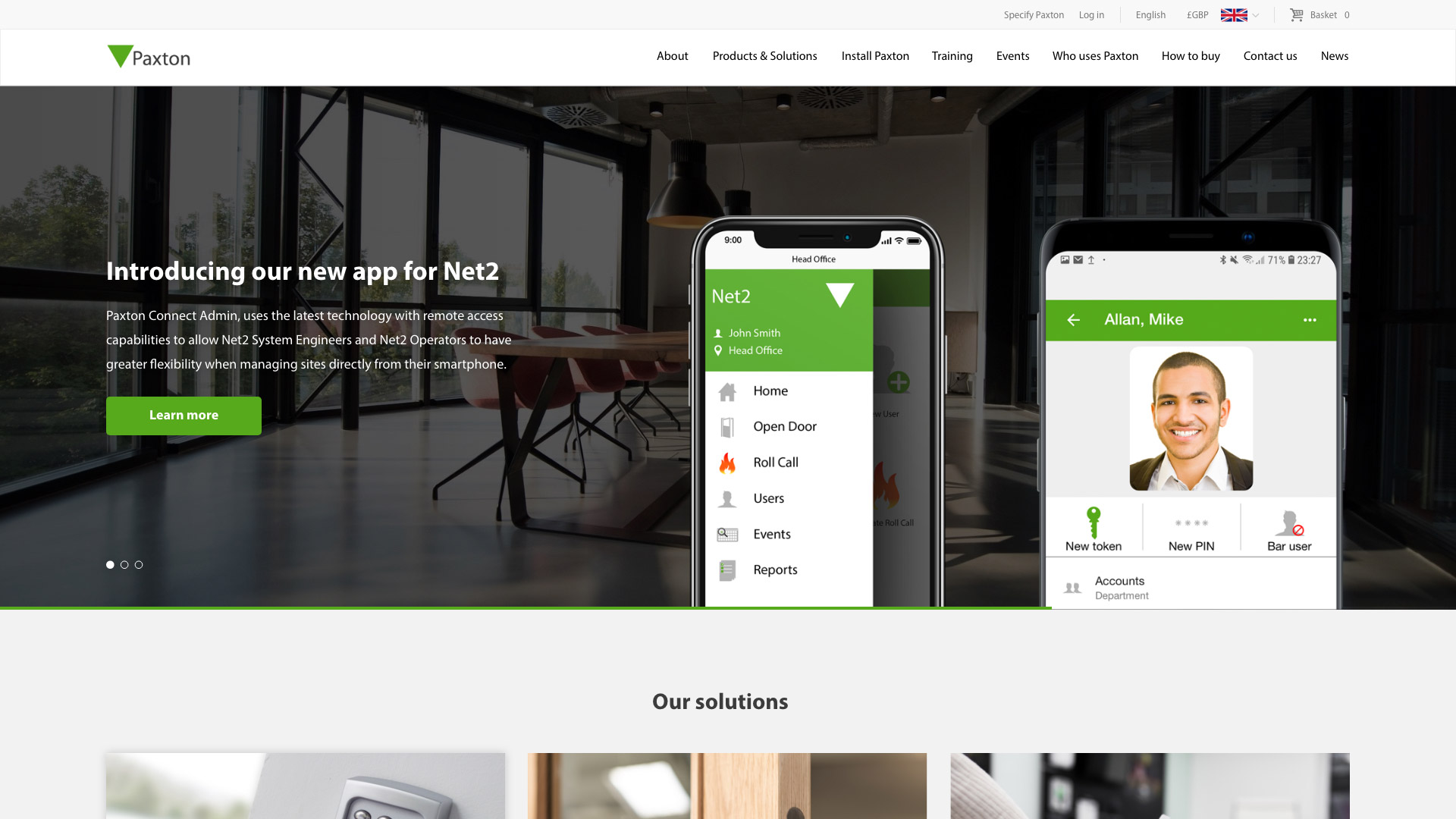 Paxton Homepage screenshot