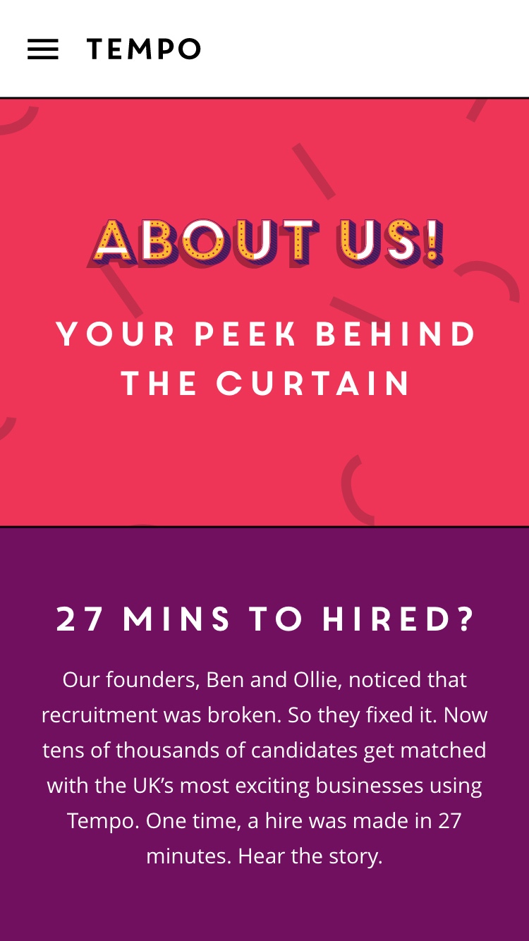 About Us Tempo Mobile Page