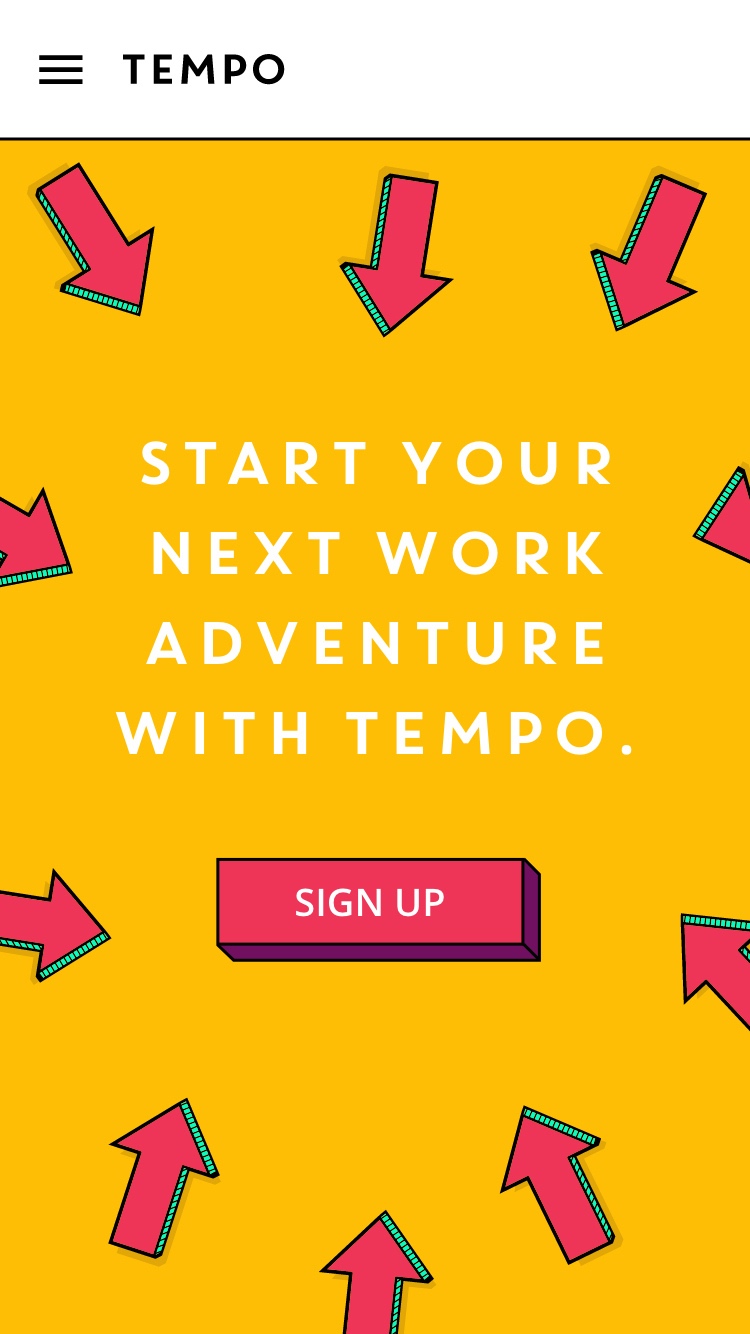 Tempo Mobile Sign Up call to action