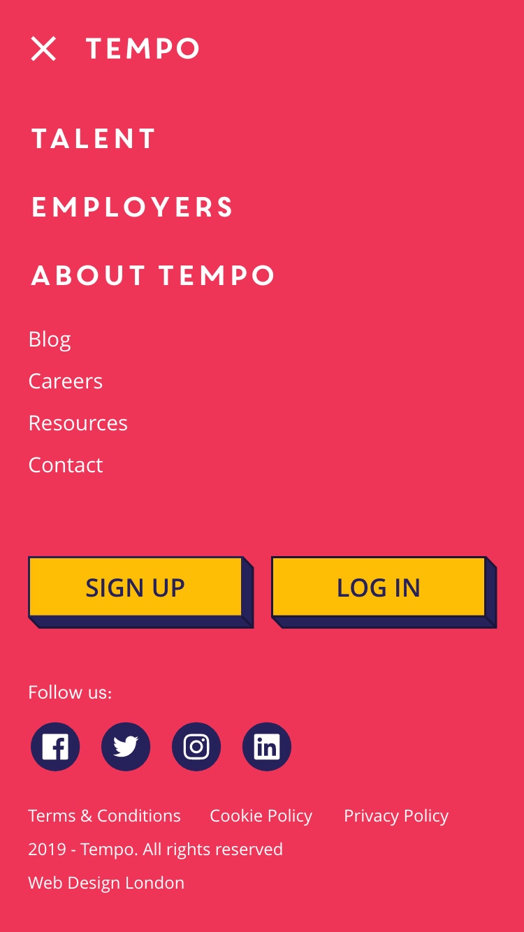 Tempo Mobile Menu