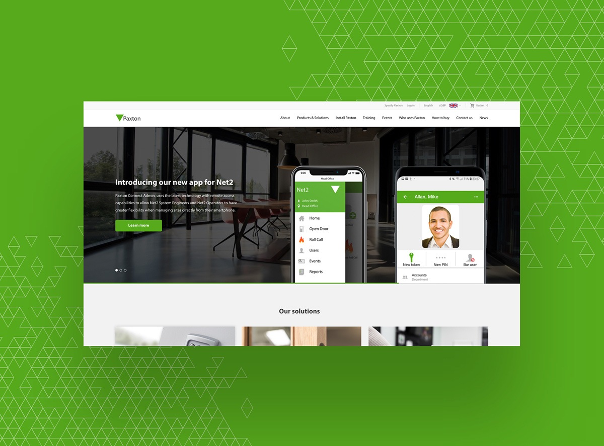 Screenshot of the updated Paxton website