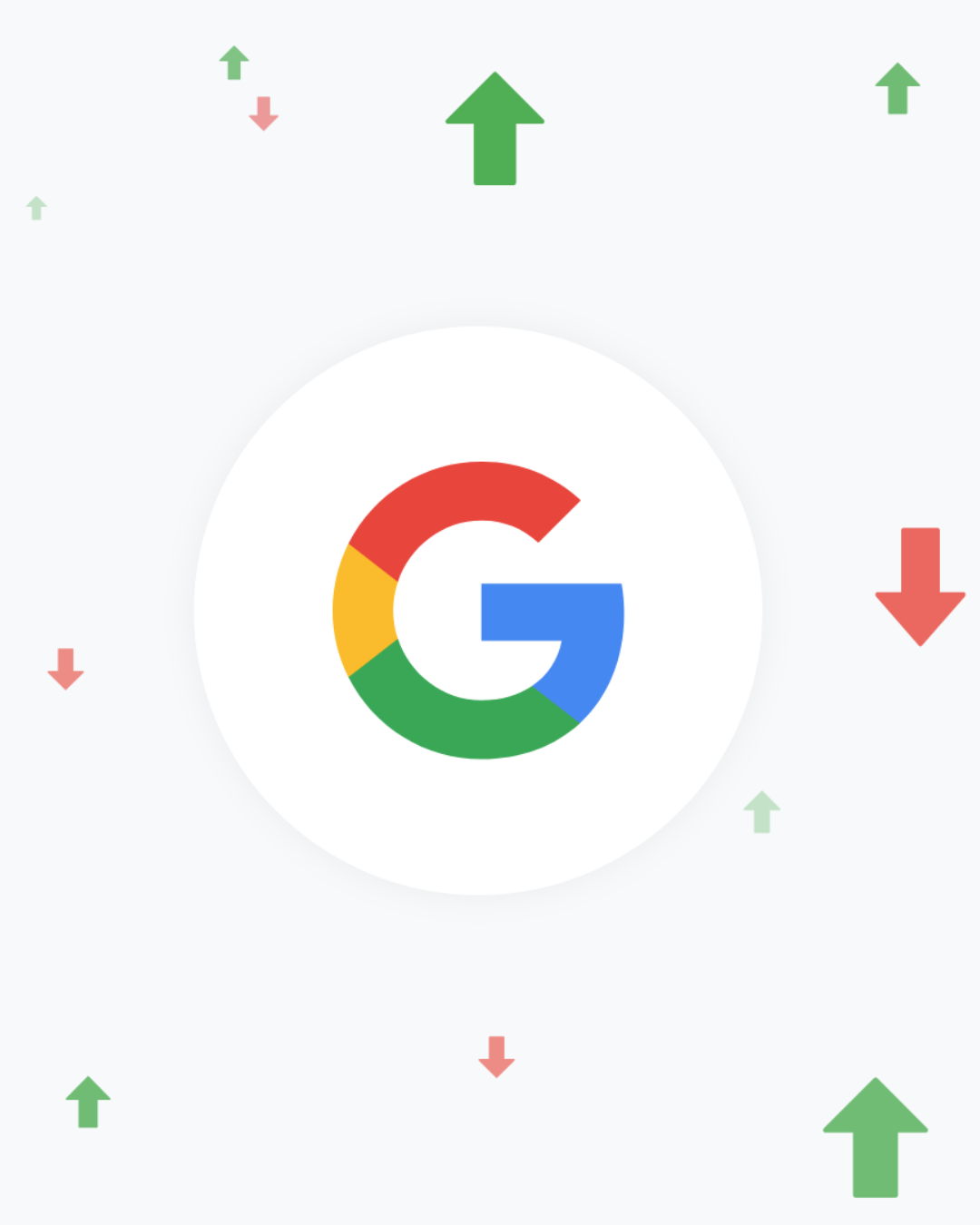 Google logo with arrows to represent keyword ranking increases