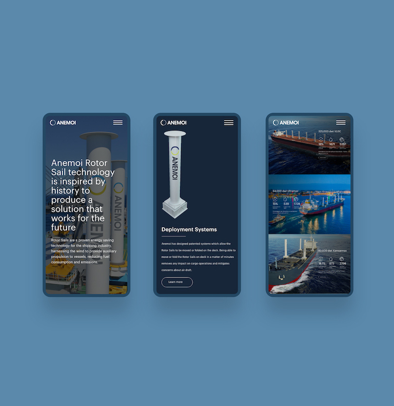 Anemoi Marine Mobile Website Screens