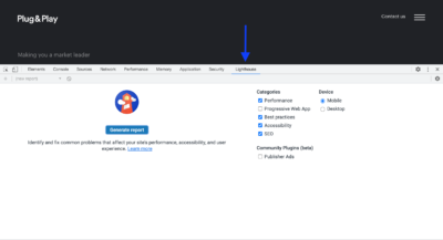 Google Lighthouse in Developer Tools