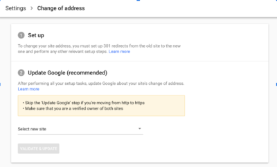 Google change of address tool