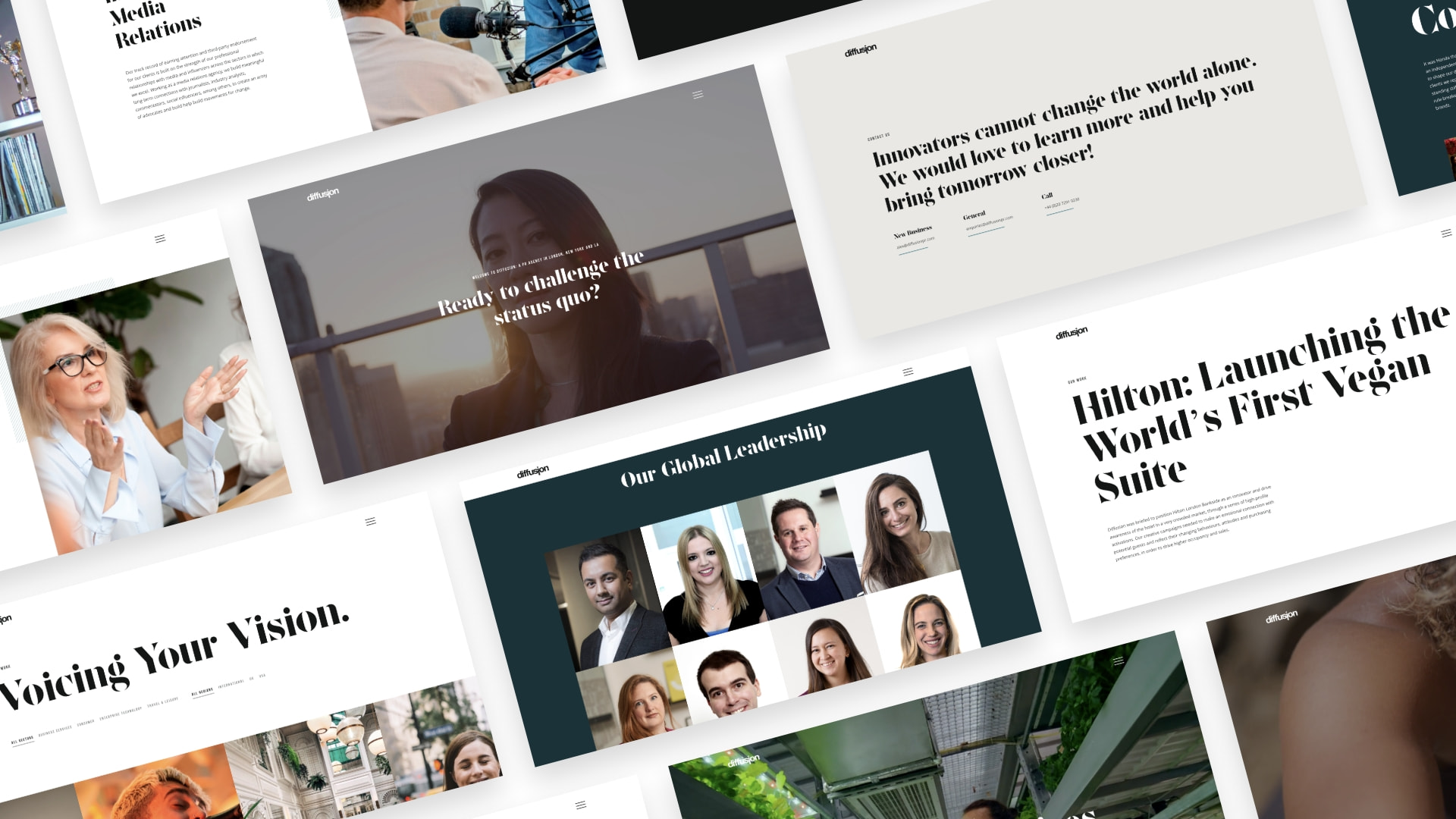 Overview of PR website design collage