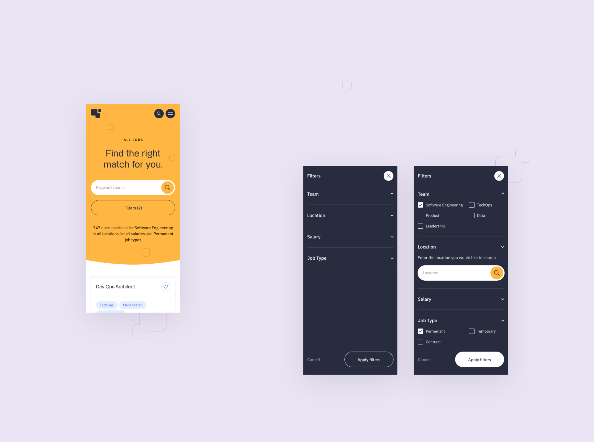 recruitment website mobile design