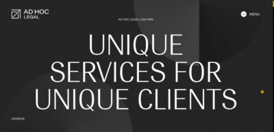 Legal website from Ad Hoc Legal