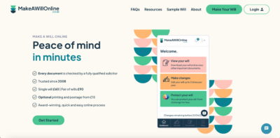 Make a will online legal website design