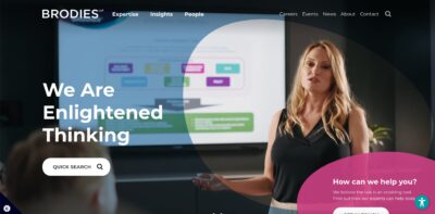 Brodies legal website homepage